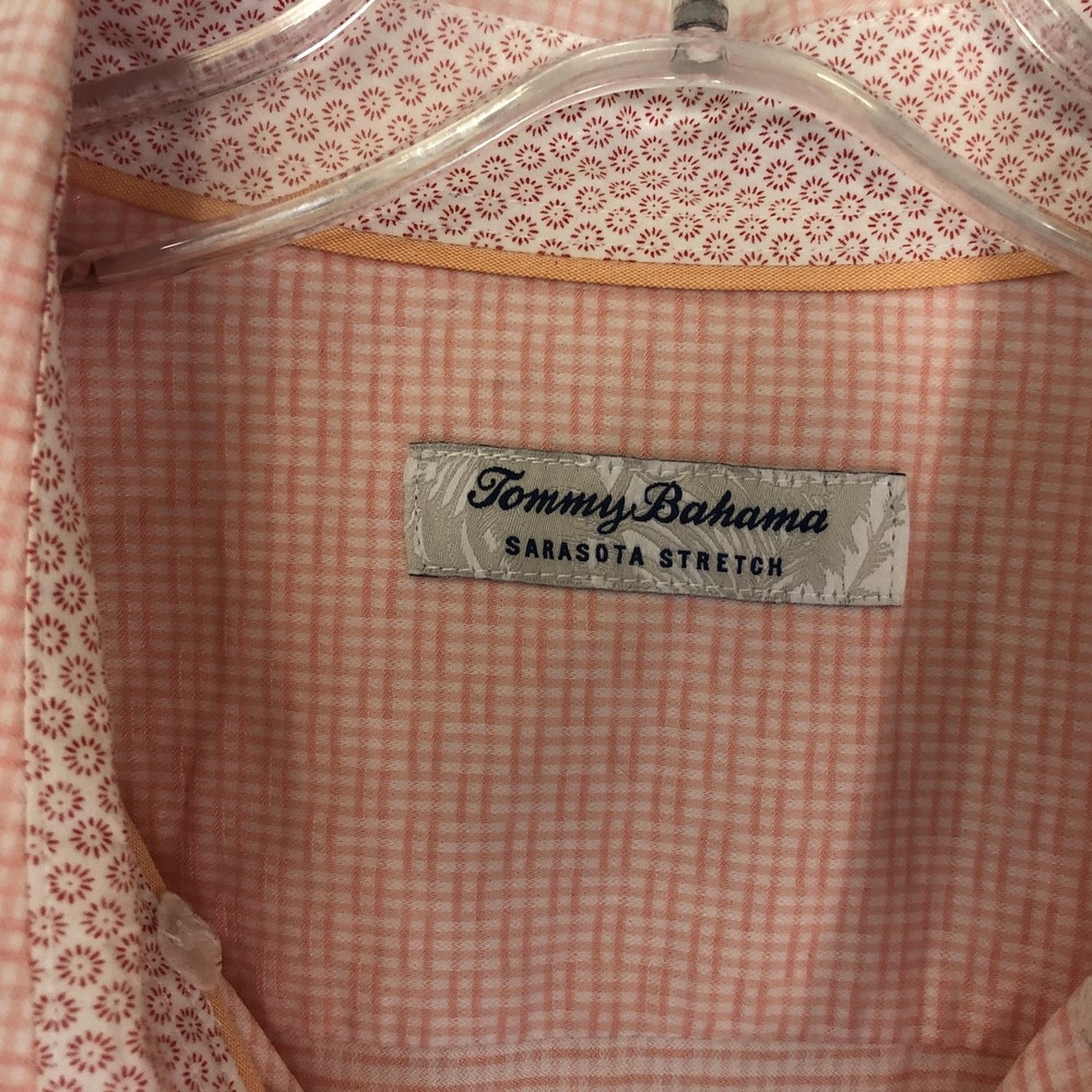 Tommy Bahama Mens XL Pink Check Sarasota Stretch Long Sleeve Button Front Shirt - Picture 4 of 11